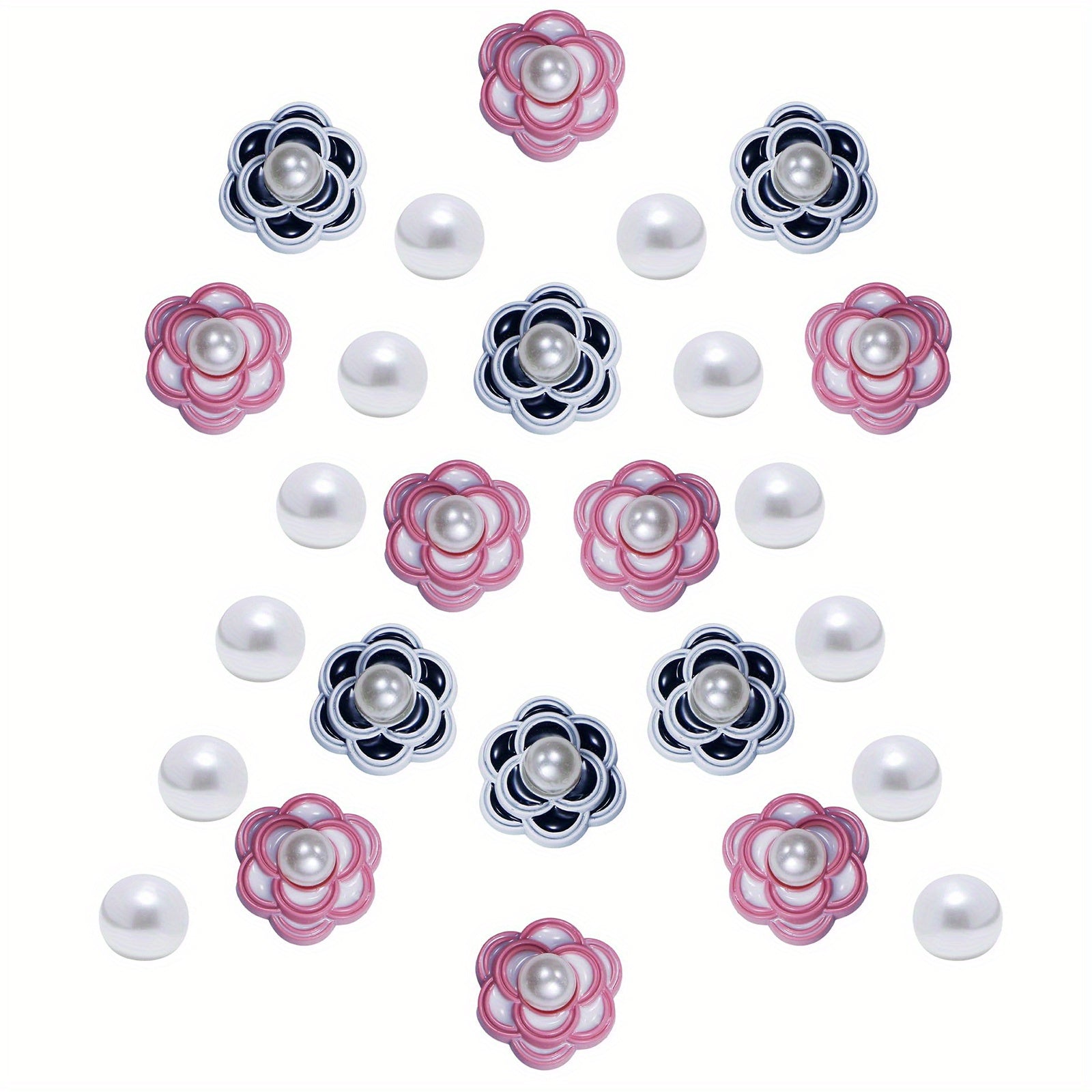 26pcs Flower & Pearl Shoe Charms For Clogs Garden Shoes DIY Accessories