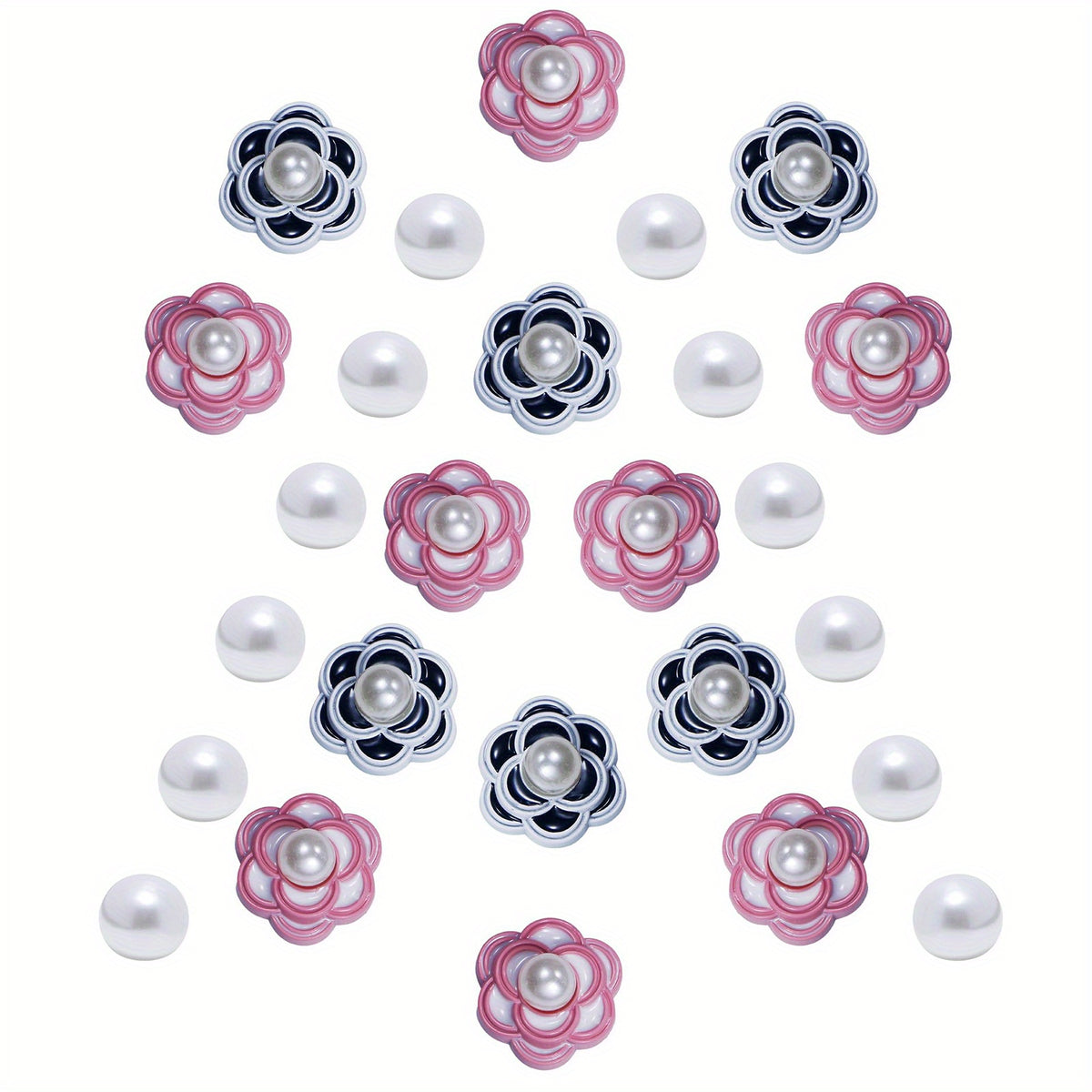26pcs Flower & Pearl Shoe Charms For Clogs Garden Shoes DIY Accessories