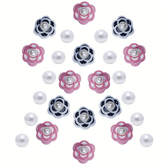 26pcs Flower & Pearl Shoe Charms For Clogs Garden Shoes DIY Accessories