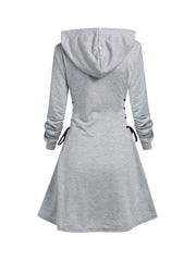  Gothic Hooded Sweatshirt Dress Lace Up