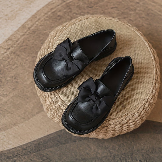 Women's Chunky Loafers British Style Slip On Shoes Lightweight Solid Shoes