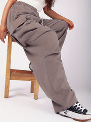  Solid Ruched Cargo Trousers