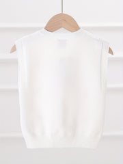 Floral Embroidered Baby Girls Knitted Sweater Vest