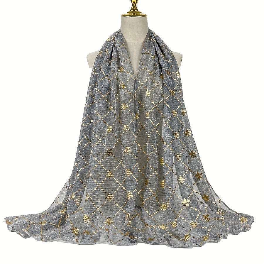 Boho Hot Stamping Hijab Solid Crinkle Scarf Vintage Shawl
