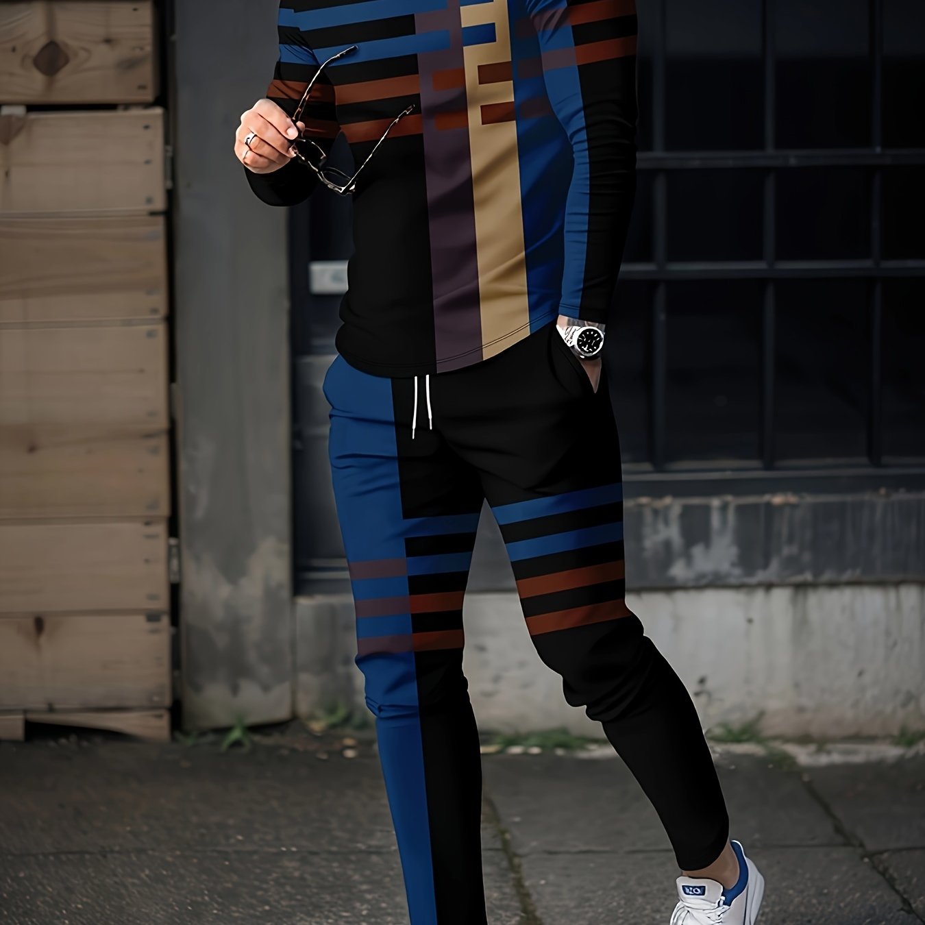 Men's 2 Piece Outfit King Print T-shirt & Sweatpants