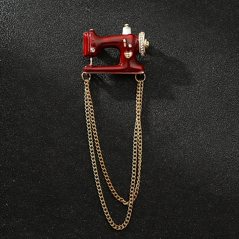 Sewing Machine Tassel Brooch Men's Chain Suit Personality Accessories
