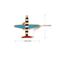 Men's Small Airplane Brooch Flower Badge Striped Airplane Brooch