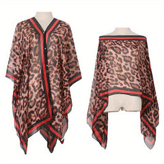 Leopard Print Gauze Shawl Bikini Cover Up Travel Beach Towel