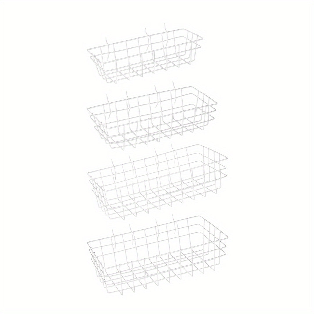 4pcs Pegboard Hanging Baskets - Variety of Sizes - Wire Shelf Attachments