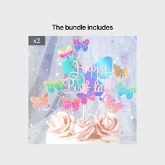 7 Piece Butterfly Cake Flag Set for Birthday Party