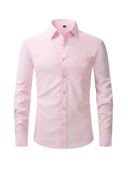 Men's Classic Button Up Shirt with Chest Pocket for Business Occasion