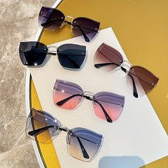 Cat Eye Rimless Sunglasses Gradient Glasses UV400