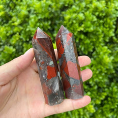 African Bloodstone Dragon's Blood Stone Pillar Tower Decoration