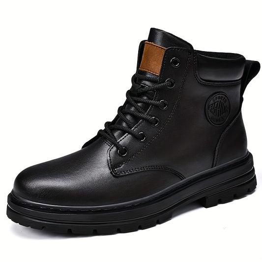 Men's Lace-Up Ankle Boots Padded Collar Casual Walking Shoes