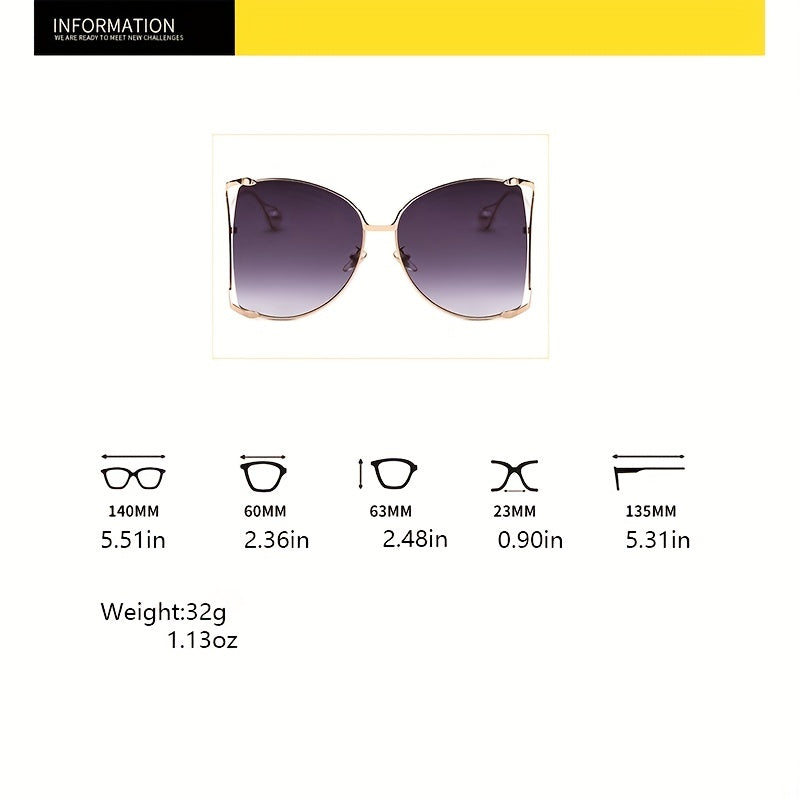 Oversized Metal Sunglasses for Women Gradient UV400 Sun Shades
