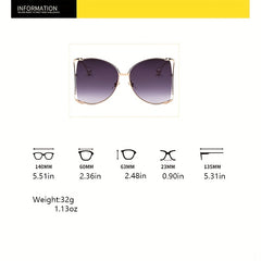 Oversized Metal Sunglasses for Women Gradient UV400 Sun Shades