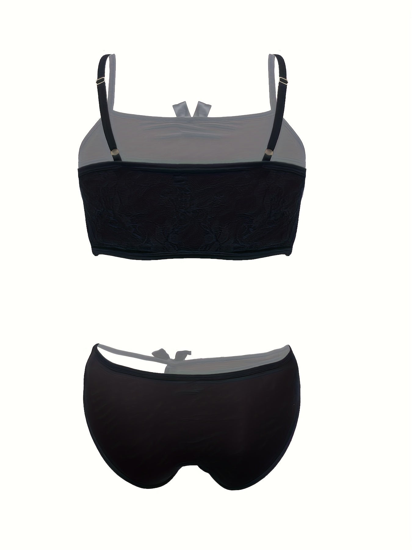  Lace Bow Decor Bra & Cutout Panty Lingerie Set