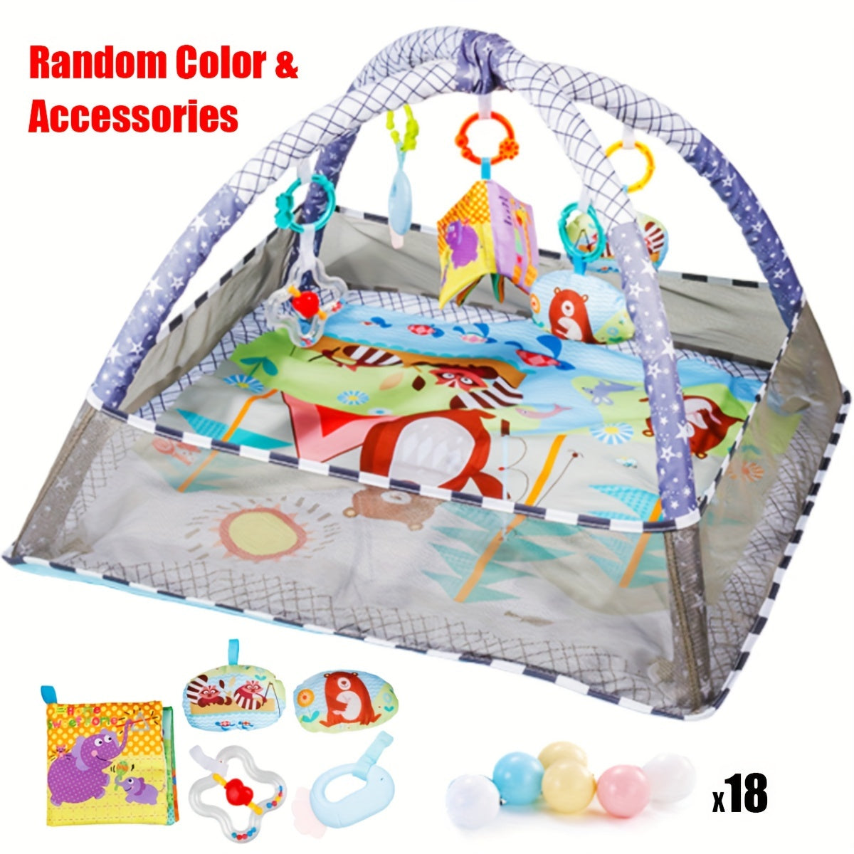 Baby Playpen Gym Hanging Toys Activity Play Mat for Exercise Development