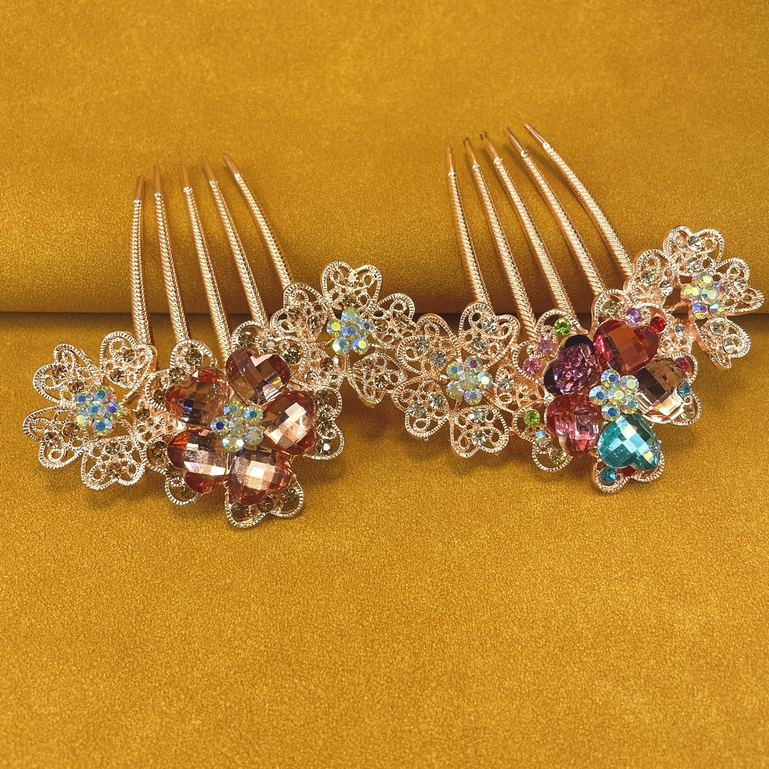 Floral Rhinestone Wedding Hair Combs