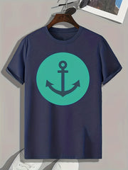 Anchor Print Men's Graphic T shirt for Summer