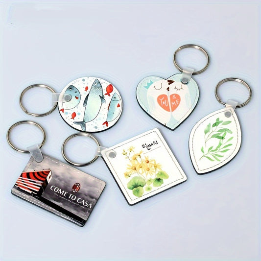 10pcs PU Double sided Heat Transfer Keychain Rectangular
