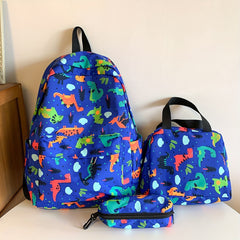 3pcs Lightweight Cartoon Print School Bags Set Backpack Lunch Bag Pen Case