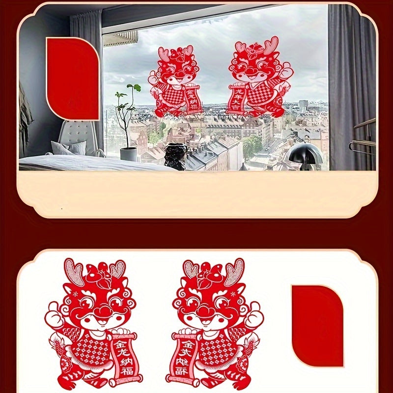 Electrostatic Flocking Zodiac Stickers - Year Of The Dragon