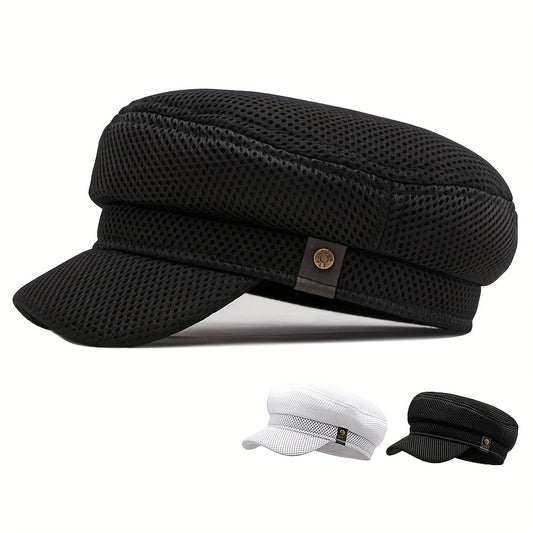 Mesh Hollow Out Flat Cap Vintage Navy Hat Sun Protection Beret