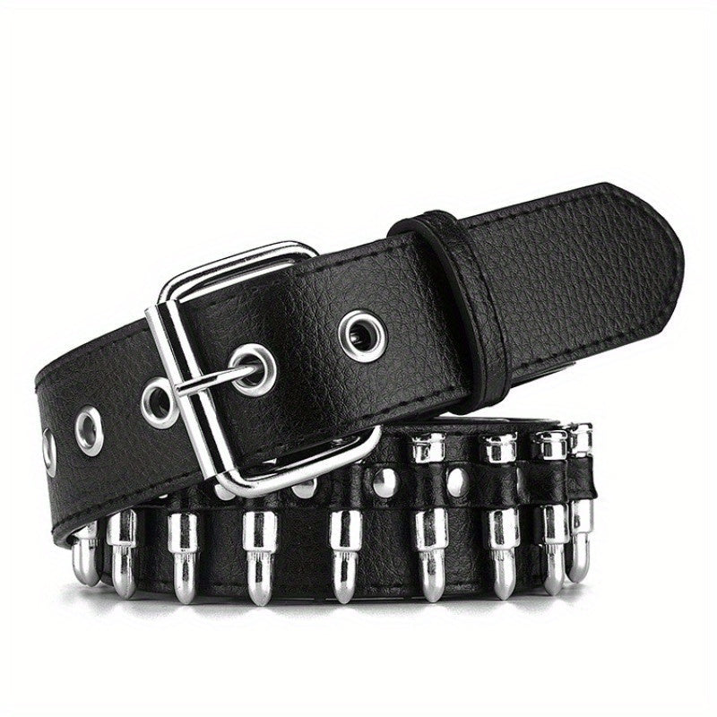 Men's Rivet Leather Belt Bullet Studded Belt