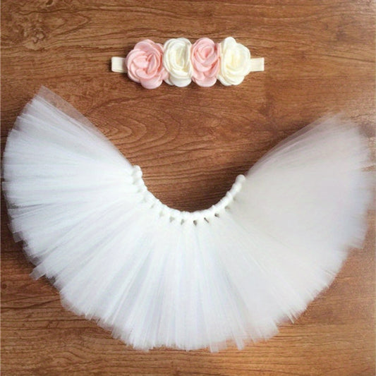 Baby Tutu Skirt & Headband Set for Newborn Princess - Photo Prop