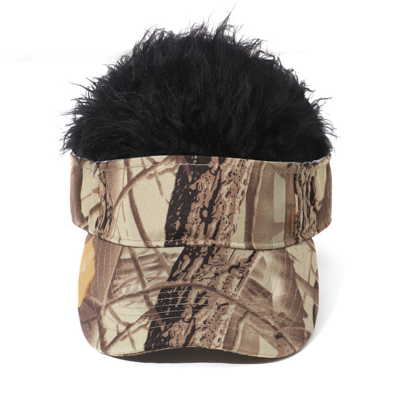 Men's Visor Hat With Wig