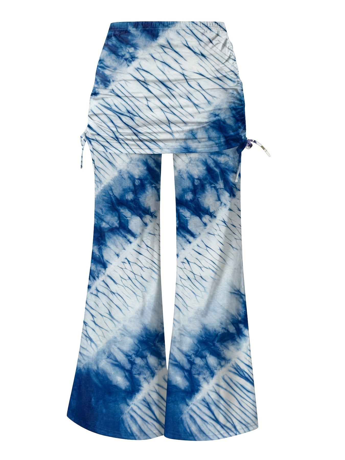  Tie Dye Ruched High Rise Flared Leg Trousers