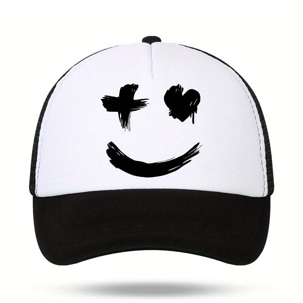 Unisex Expression Print Men's Outdoor Sun Hat Casual Net Trucker Hat