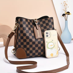Plaid Satchel Crossbody Bag PU Leather Classic Shoulder Bag