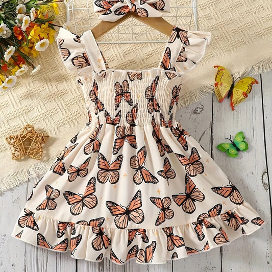 Toddler Girls' Butterfly Print Dress & Headband Set