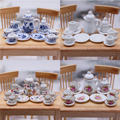 15pcs Dollhouse Kitchen Ceramic Tea Set Accessories Mini Supplies Props Tools