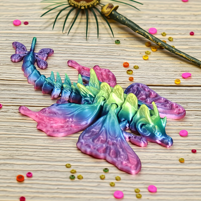 3D Printed Butterfly Dragon Figurine with Movable Joints - Home and Car Decor