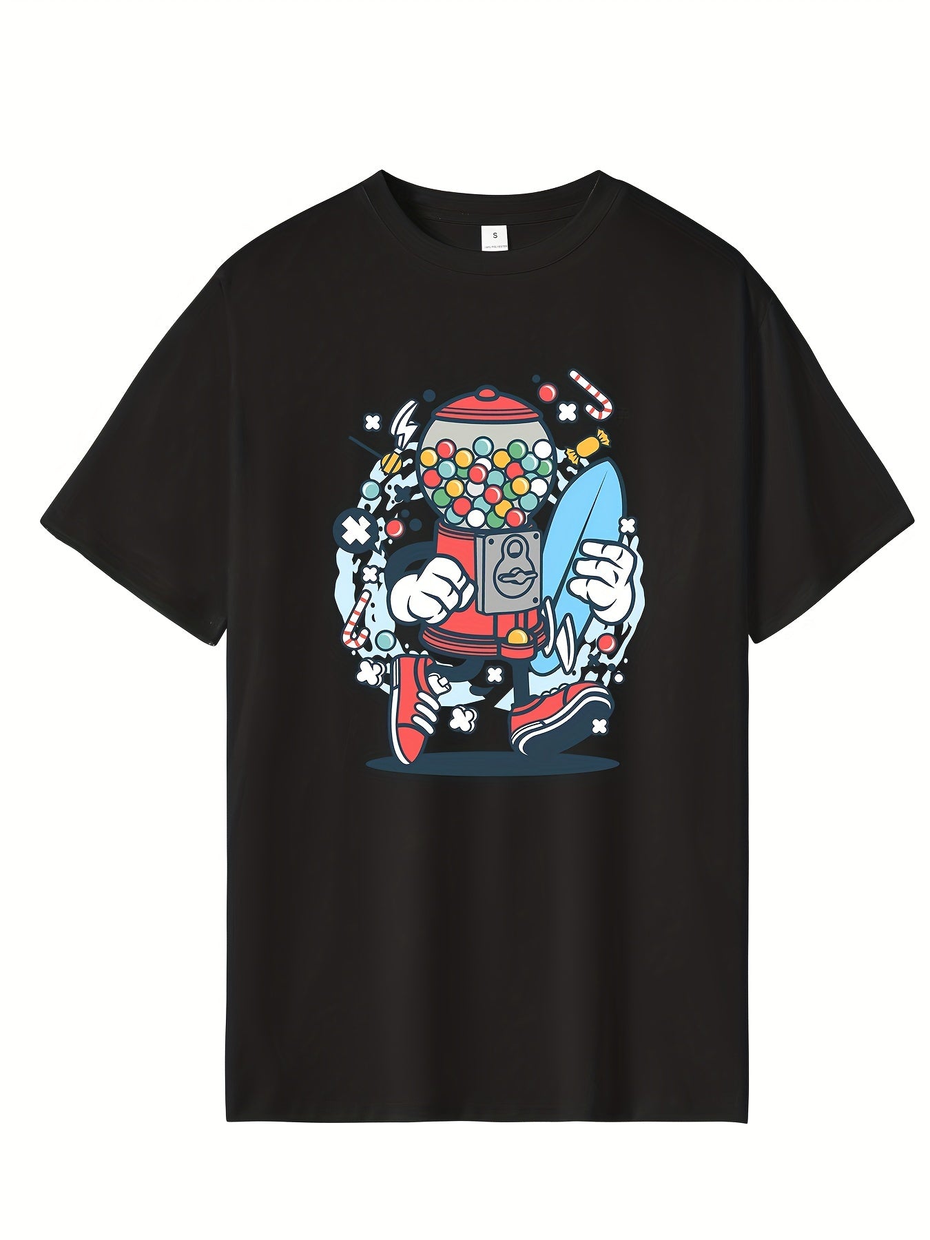 Men's Cartoon Print Hip Pop Tee - Short Sleeve Crew Neck T-shirt
