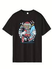 Men's Cartoon Print Hip Pop Tee - Short Sleeve Crew Neck T-shirt