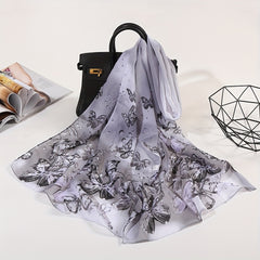 Butterfly Print Chiffon Scarf Tie Dye Gradient Shawl