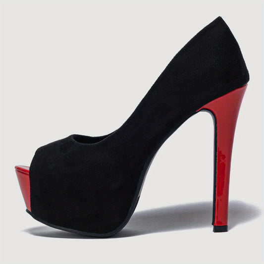 Women's Red Stiletto Heeled Pumps Peep Toe Party Heels