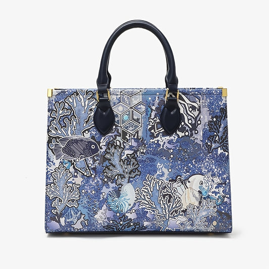 Ocean Pattern Top Handle Satchel Tote Bag