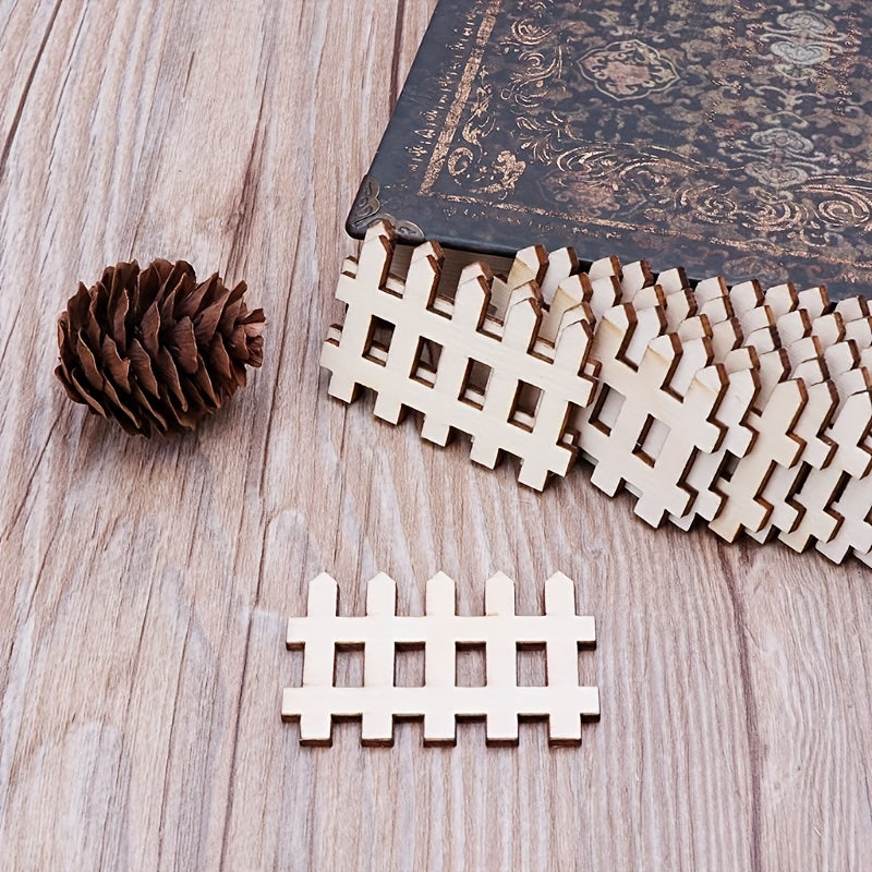 25pcs DIY Wooden Fence Shapes for Painting Decorating Staining