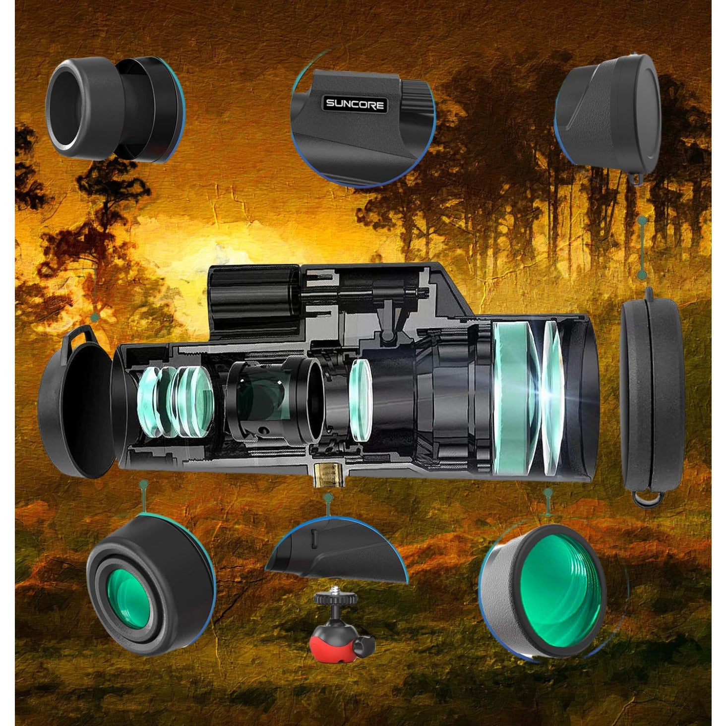 High Power Monocular Telescope HD Lens with Professional Prism