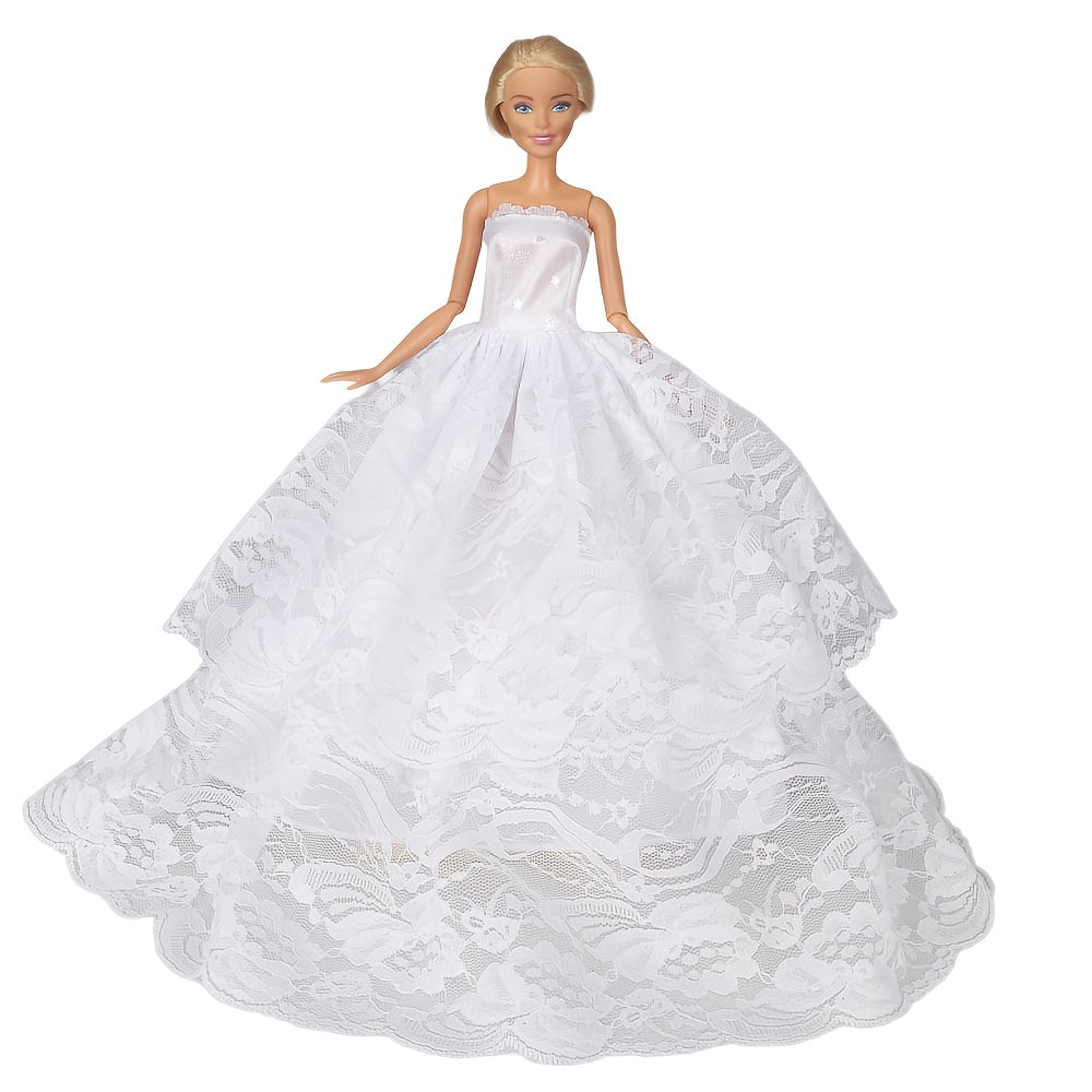 Doll Wedding Dresses w/ Crown Veil for 11.5in Doll