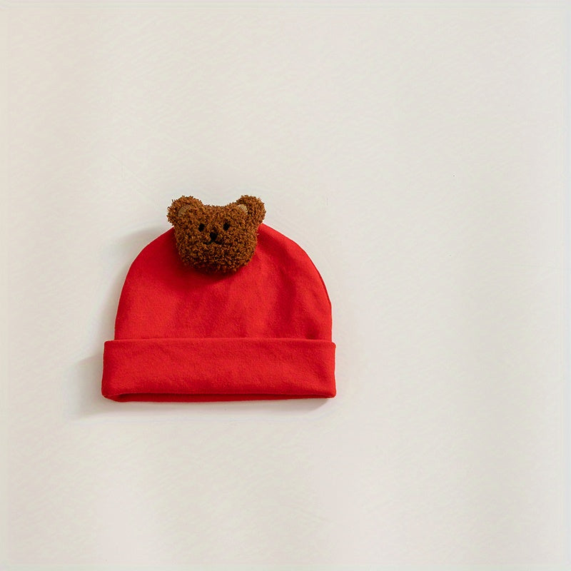 Cute Bear Dolls Cotton Baby Pullover Cap for Autumn and Winter