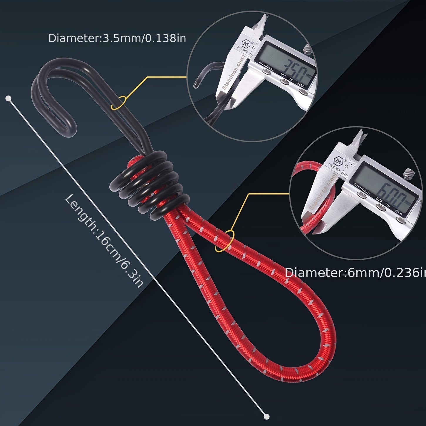 8pcs Reflective Bungee Cord Hooks for Camping Tent