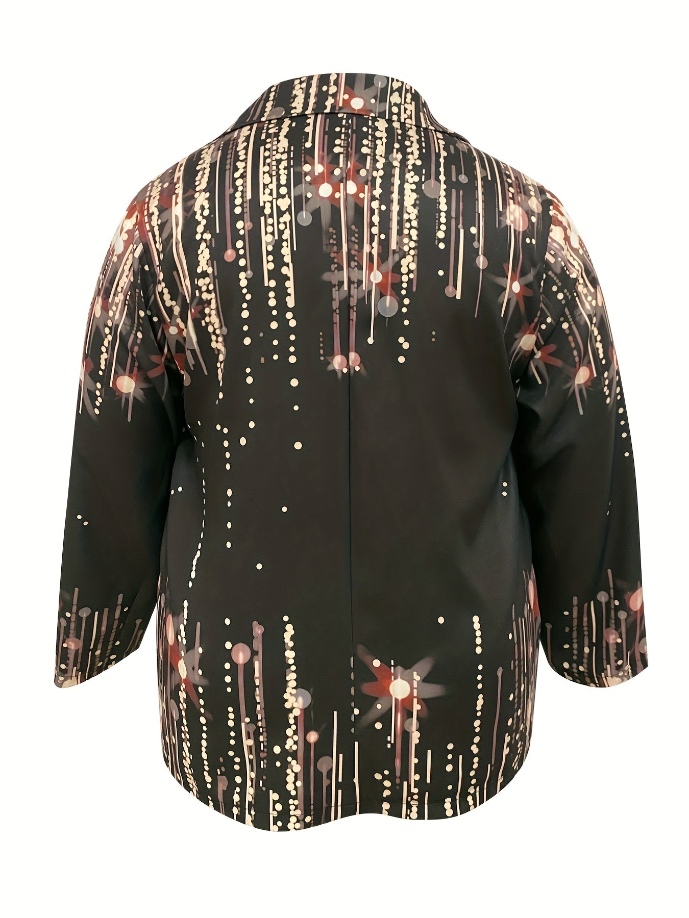 Plus Size Dot Print Long Sleeve Stretch Blazer