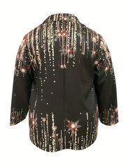 Plus Size Dot Print Long Sleeve Stretch Blazer