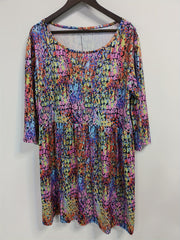  Casual Dress Women's Plus Painting Half Sleeve Round Neck Mini Tee Dre